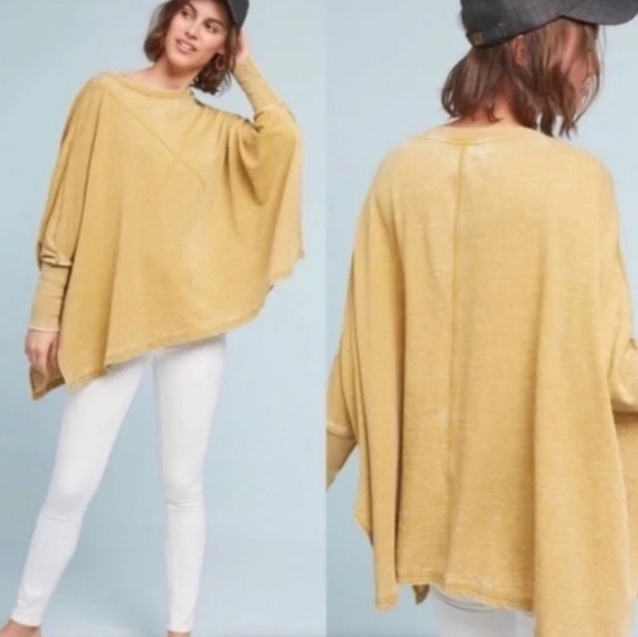 Anthropologie Akemi + Kin Bela Burnout Oversized Pullover Top Size XS/S Yellow - Picture 1 of 14